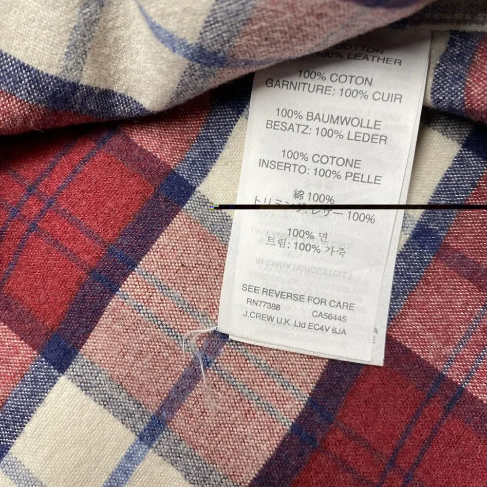 J Crew Shirt Men M Red Plaid Flannel 100% Cotton Mid Weight Elbow Patches Cabin